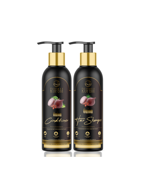 RUPAM MEN's ONION HAIR OIL ULTIMATE HAIR CARE COMBO KIT - SHAMPOO, CONDITIONER & HAIR OIL FOR HAIR FALL CONTROL